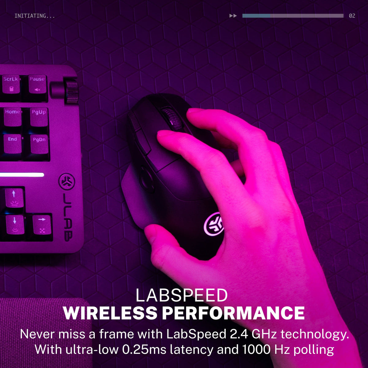 JLab - Daybreak Wireless 1:1 Optical Tracking Sensor Gaming Mouse - Wireless - Black