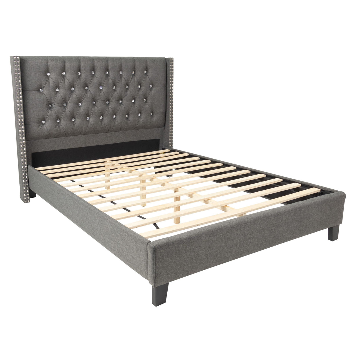 Cama de estilo contemporáneo con cabecero capitoné de diamantes