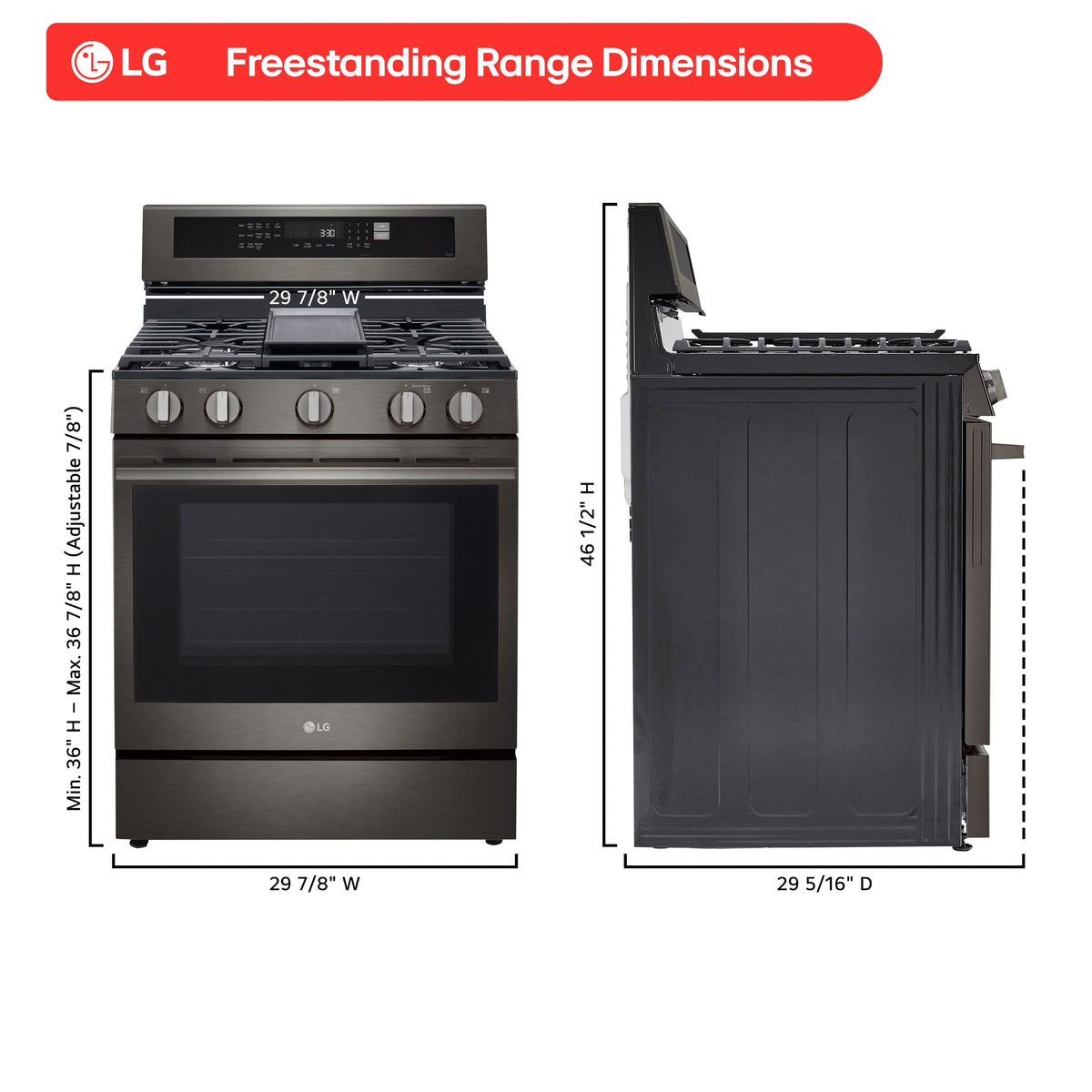 LG - 6.3 Cu. Ft. Freestanding Gas True Convection Smart Range with EasyClean, Air Fry and Premium Handle - Black Stainless Steel