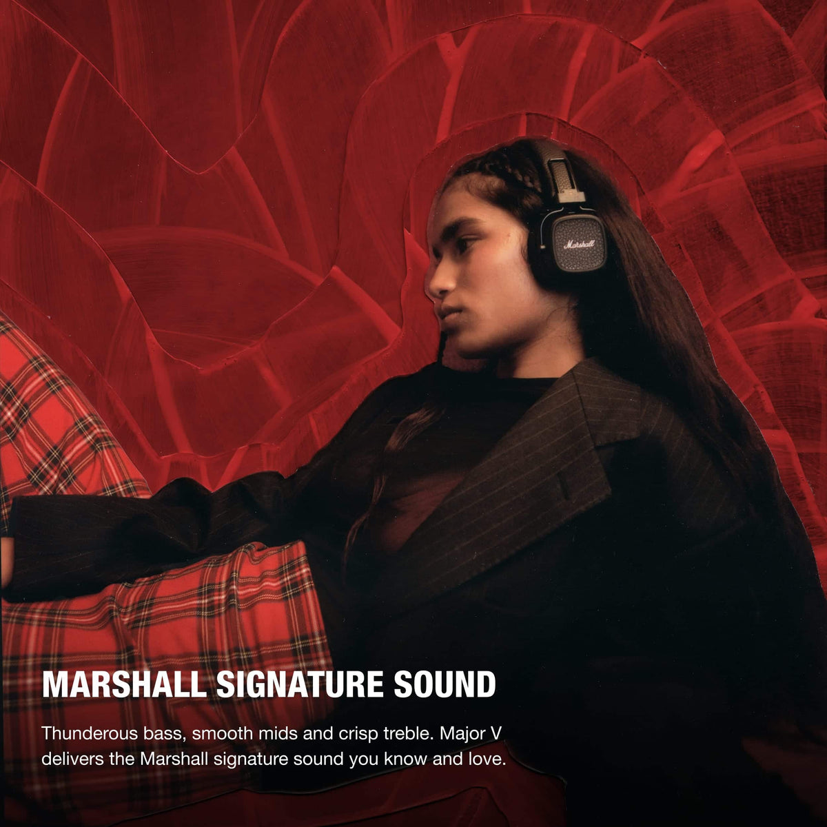 Marshall - Major V Wireless On-Ear Bluetooth Headphones with Lightweight Foldable Design and Microphone for Calls - Black