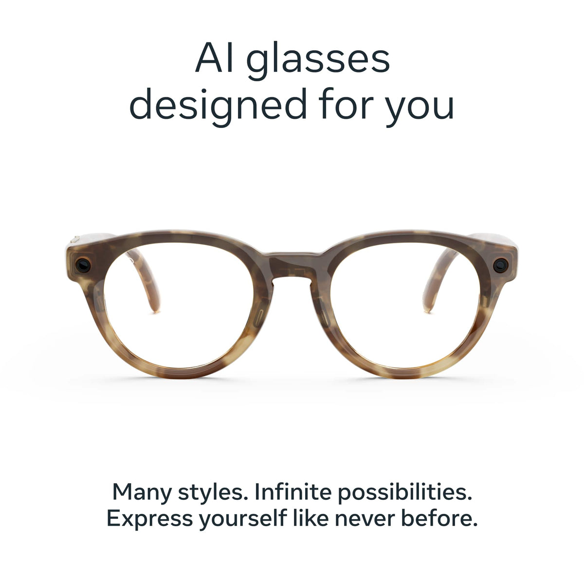 Meta - Glasses, Nova Small, Smart Frame, AI Glasses with Camera - Clear Lenses - Honey Tortoise