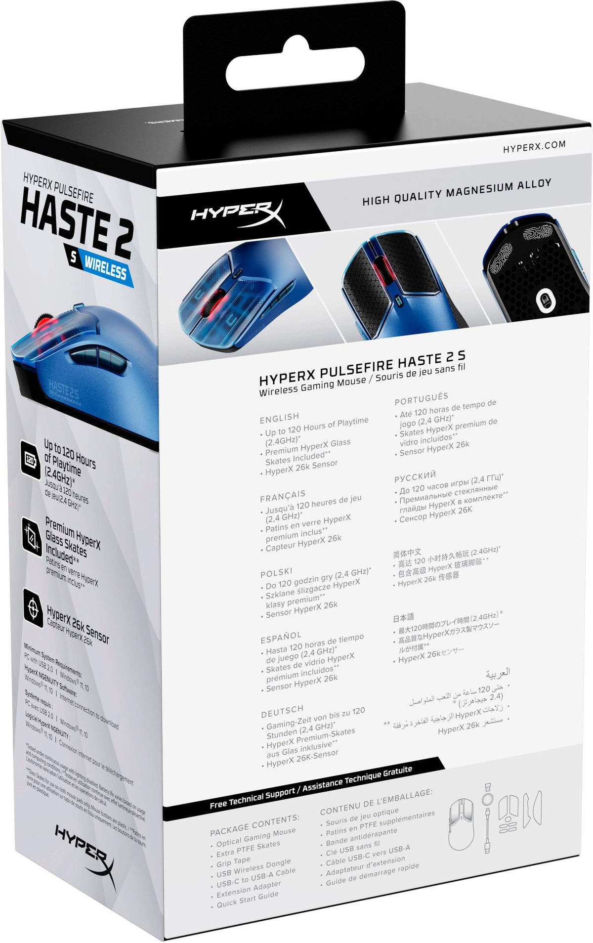 HyperX - Pulsefire Haste 2 S Lightweight Wireless Optical Gaming Mouse with RGB Lighting - Wireless - Navy