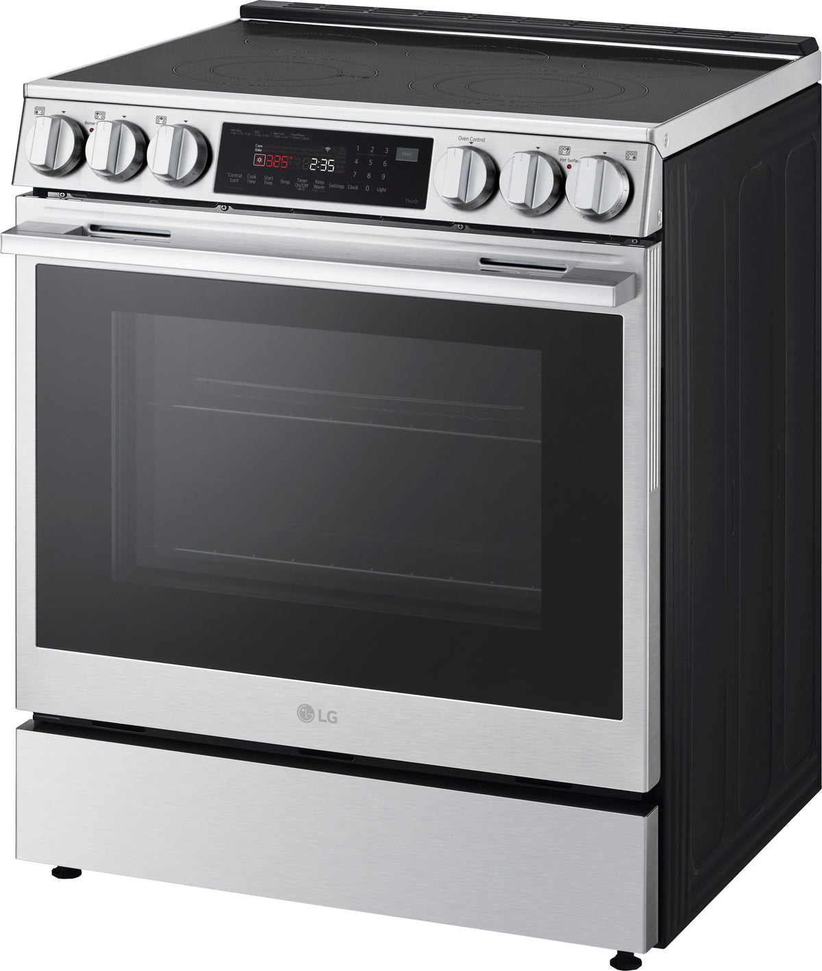 LG - 30-in Wide 6.3 Cu. Ft. Slide-In Electric True Convection Range with 5 Elements, InstaView and 2 UltraHeat Elements - Stainless Steel