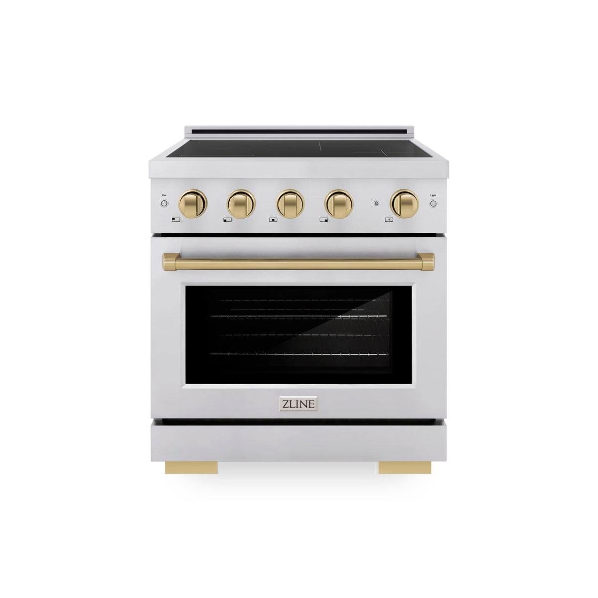 ZLINE - 30 in. Wide 4 Elements Autograph 4.2 cu. ft. Paramount Freestanding Induction Range with Electric Oven w/ Bronze Accents - Stainless Steel