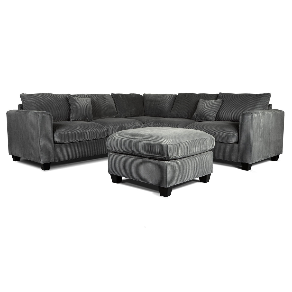 Conjunto de sofá seccional en forma de L de estilo moderno con otomana