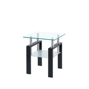 Mesa de centro moderna de lujo de vidrio templado con 2 niveles