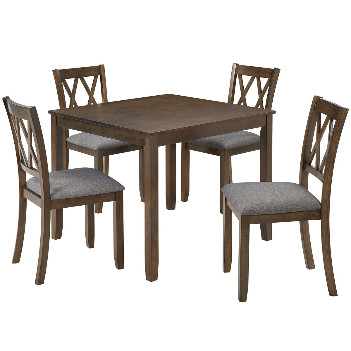 Juego de comedor de 5 piezas con 4 sillas - Nogal