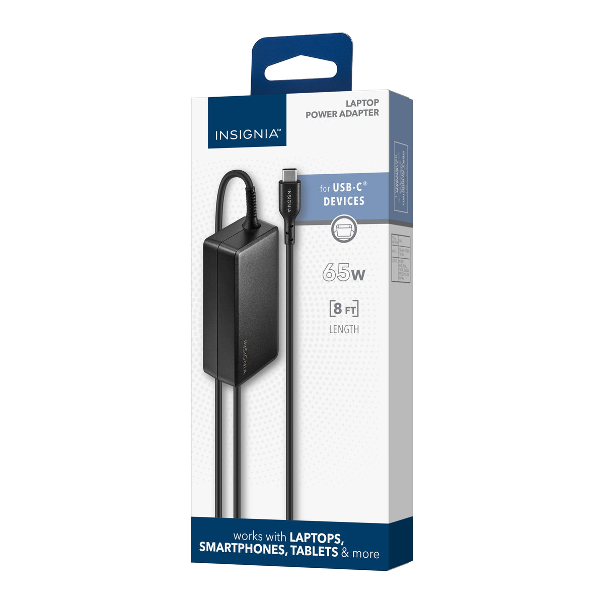 Insignia™ - 65W 8 ft. Laptop Power Adapter for USB-C Devices - Black
