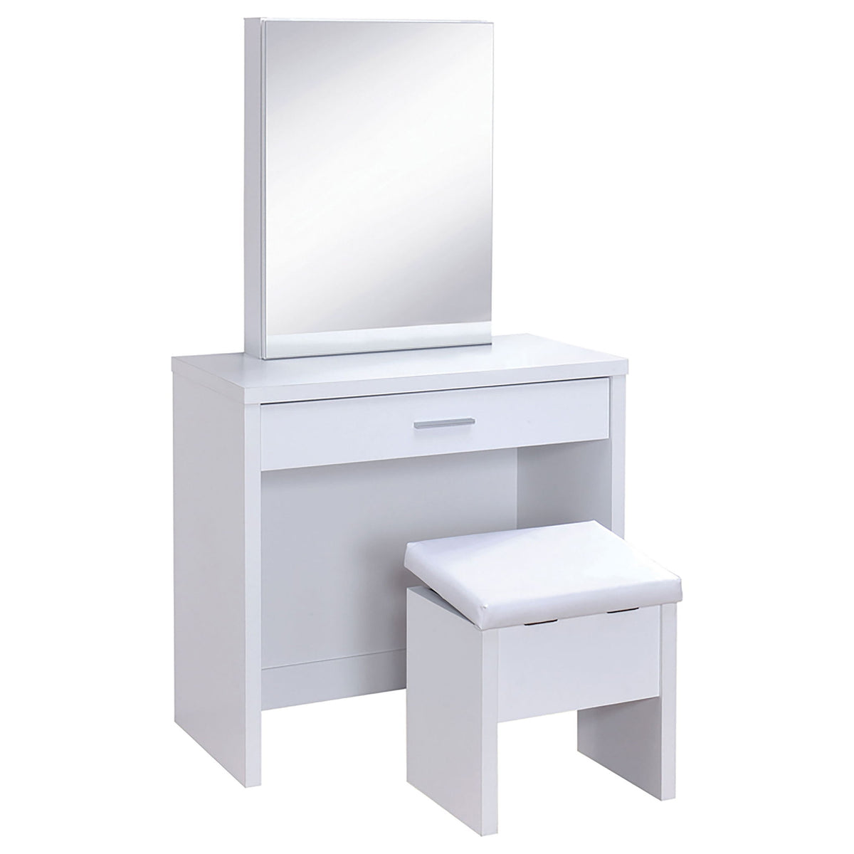 Walsh - Tocador de maquillaje con espejo y taburete - Blanco