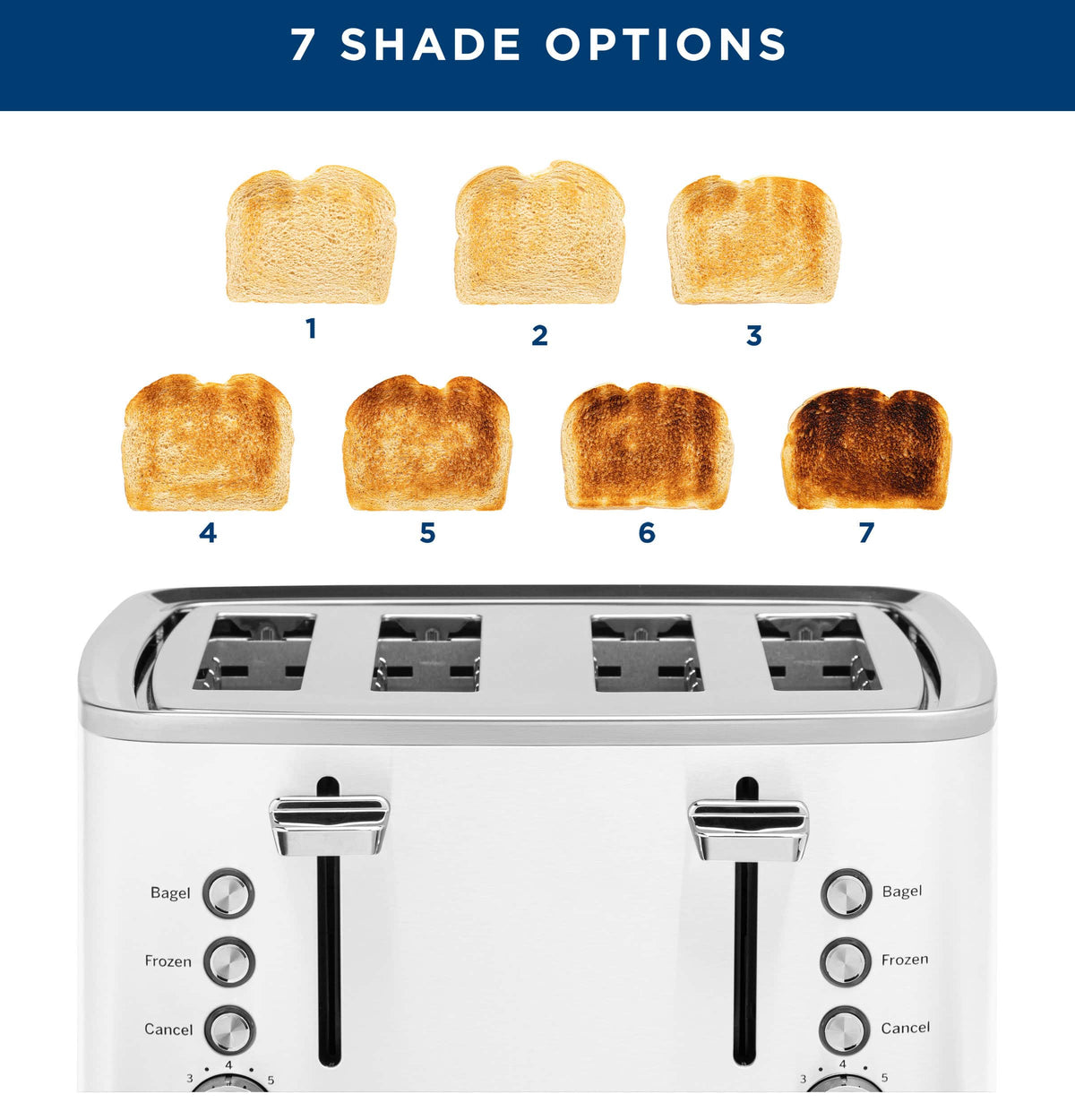 GE - 4-Slice Toaster with 7 Shade Settings and Extra Wide Slots - Snow White
