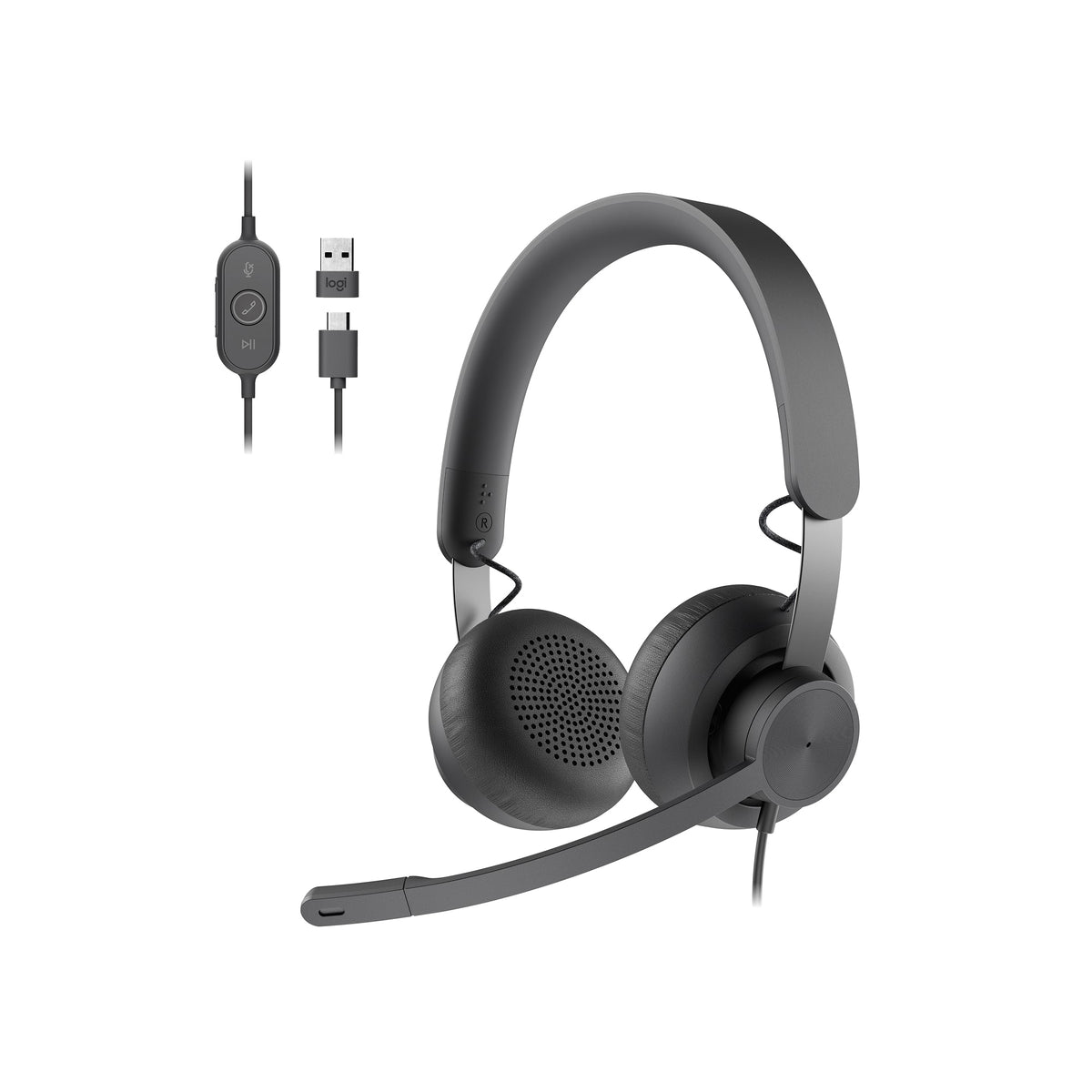 Logitech - Zone 750 Wired Active Noise Canceling On-Ear Headset - Black