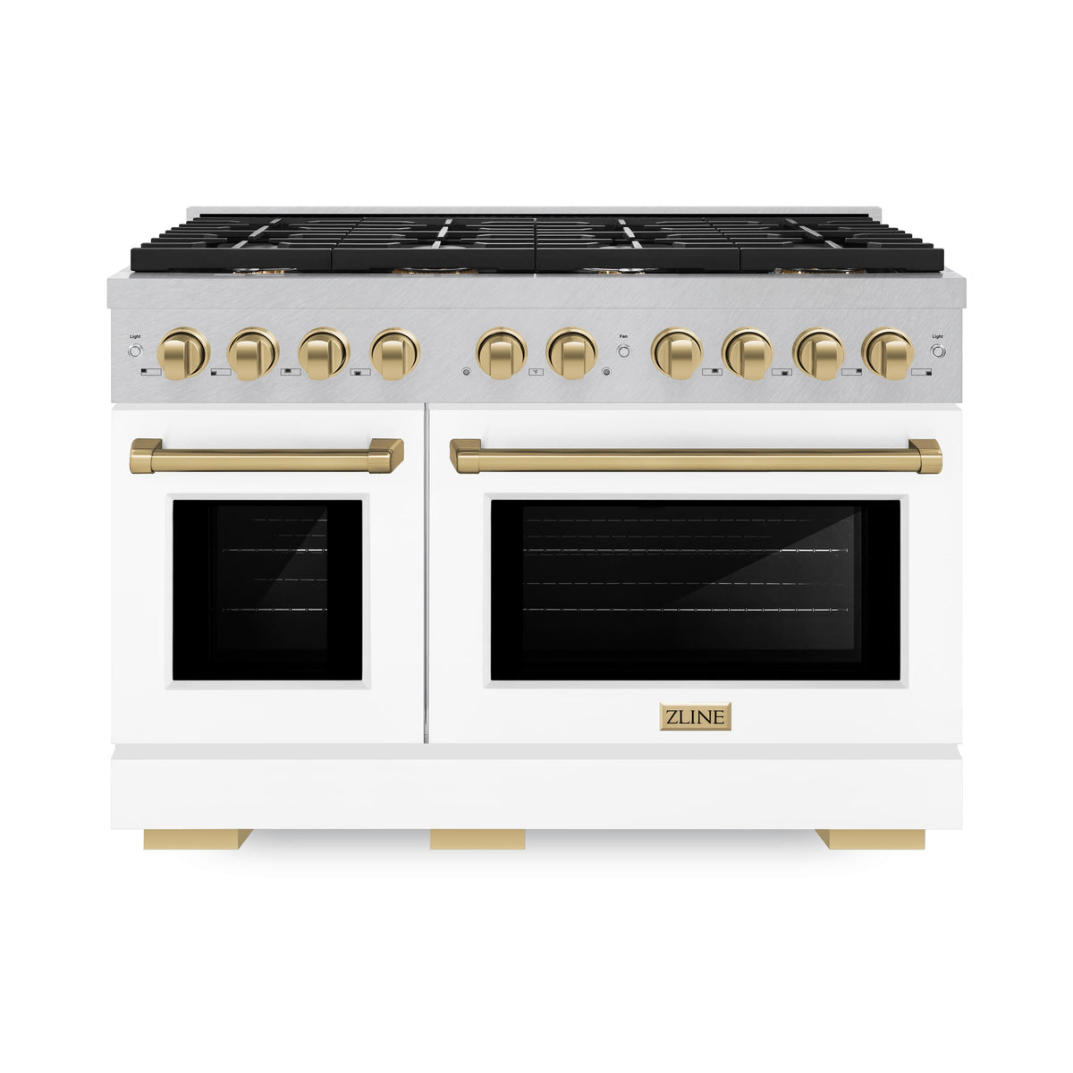 ZLINE - 48 in. Wide 8 Burner Autograph Paramount Dual Fuel Range with White and Bronze Accents (SDRSZ-WM-48-CB) - White