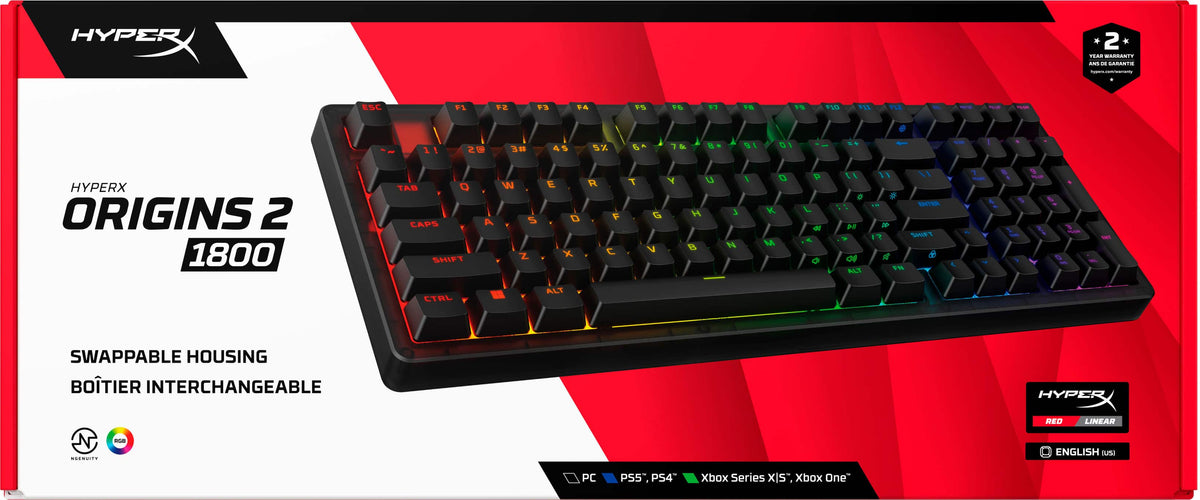 HyperX - Origins 2 1800 Wired Mechanical Linear Red Switch Gaming Keyboard with RGB Back Lighting - Black