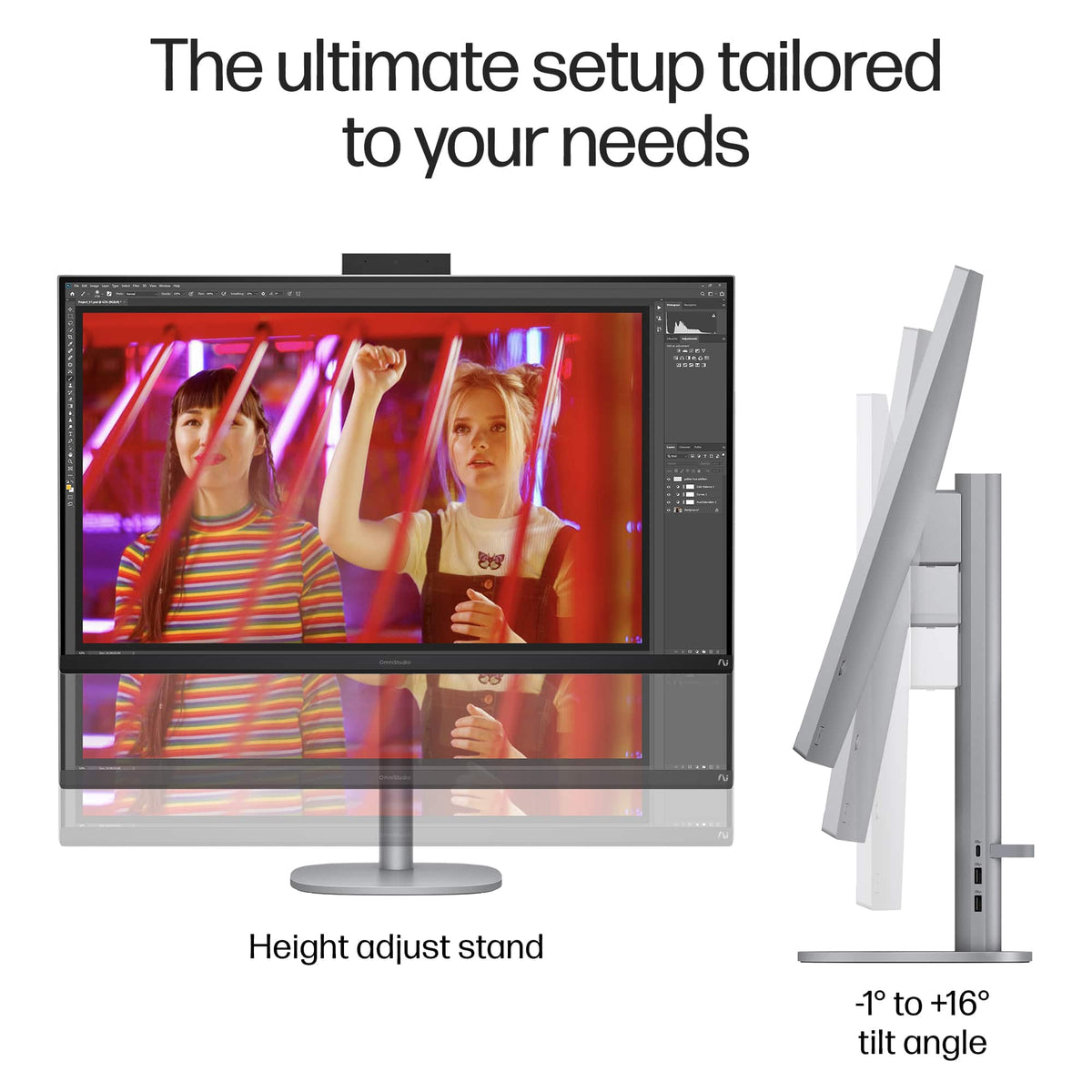 HP - OmniStudio X - Copilot+ PC - 31.5" 4K UHD AiO w/ Adjustable Height - Intel Core Ultra 7 258V '24 - 32GB Memory - 1TB SSD - Meteor Silver