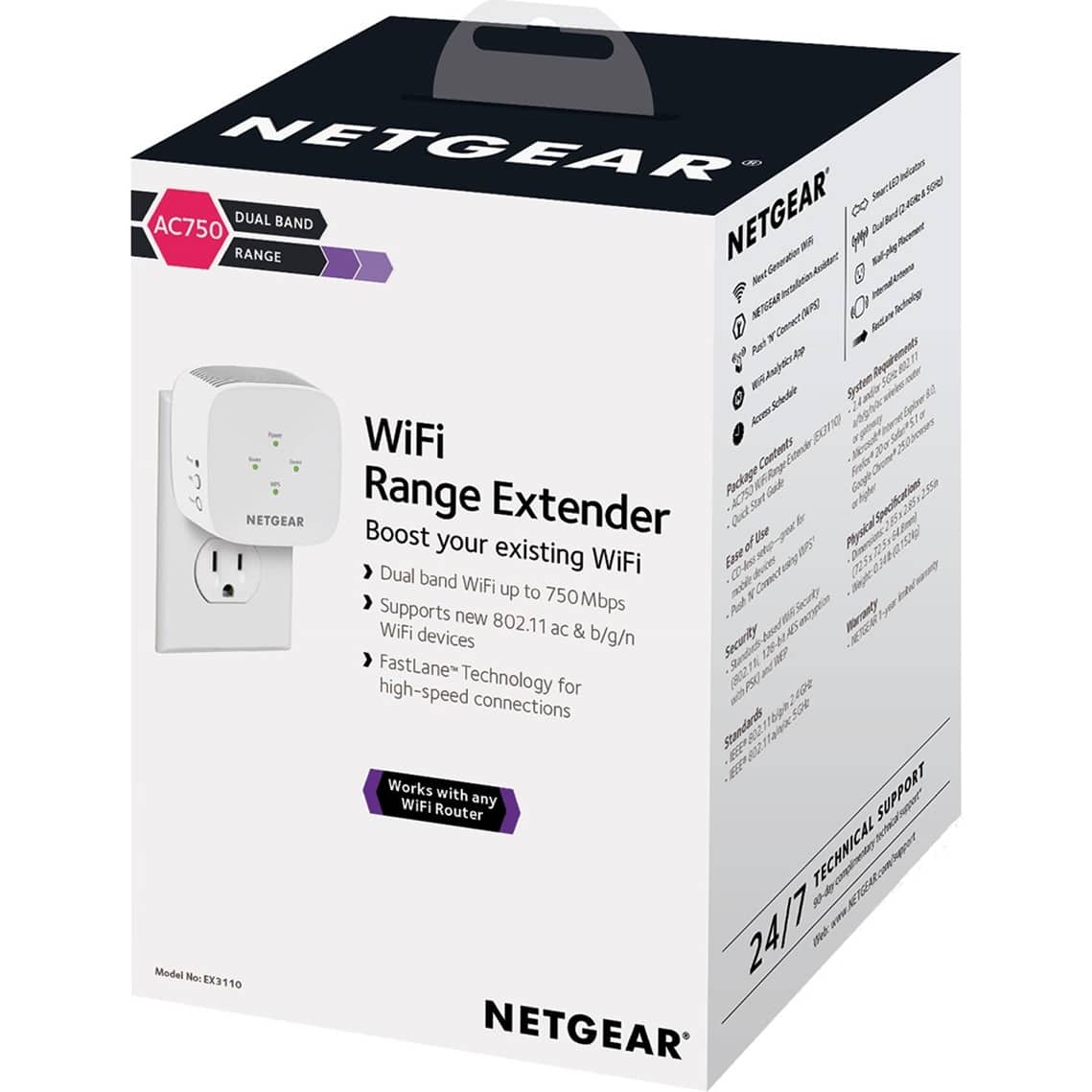 NETGEAR - AC750 Dual-Band Wi-Fi Range Extender