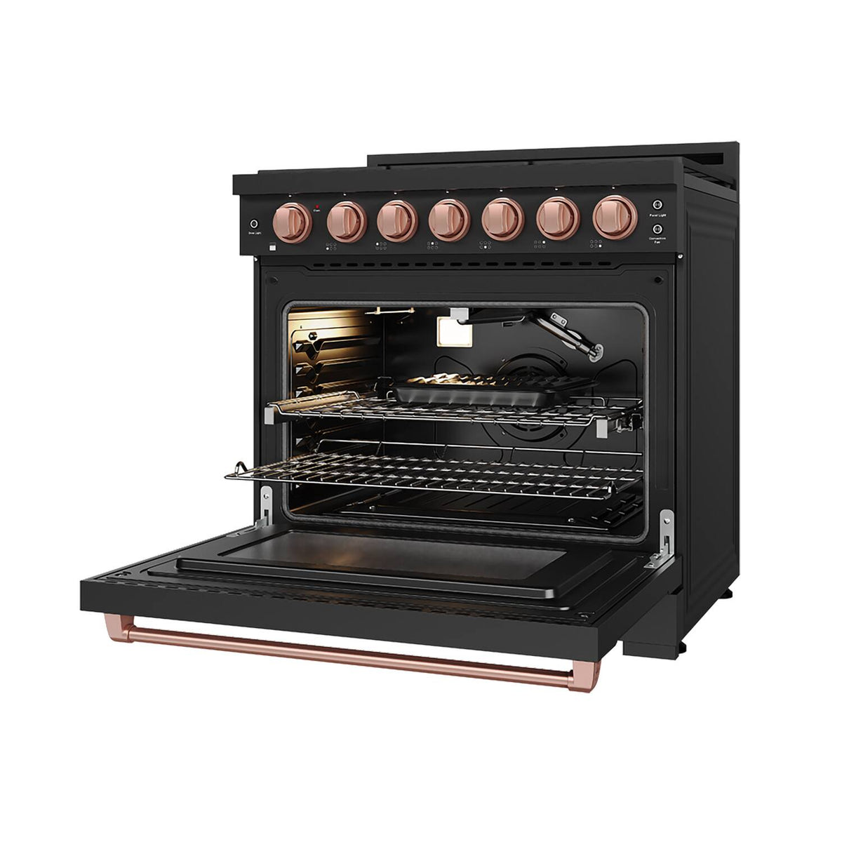 36 in. Wide 6 Burner Gordon Ramsay Series by Thor Kitchen 6.0 Cu. Ft Freestanding Gas Range with Rose Gold Hardware - Black