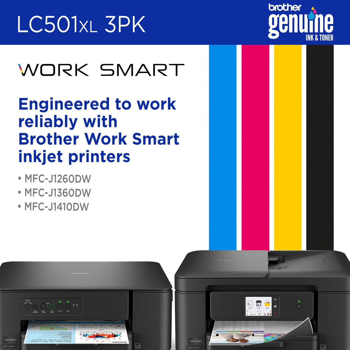 Brother - Genuine LC501XL3PK 3-Pack High Yield Color Ink Cartridges - Cyan/Magenta/Yellow