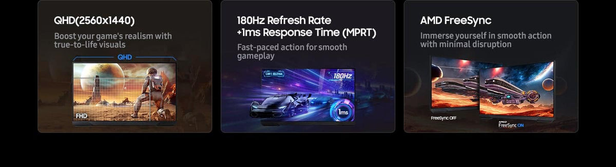 Samsung - 32" Odyssey G51F QHD 180Hz 1ms AMD FreeSync Gaming Monitor with HDR10 (DisplayPort, HDMI) - Black