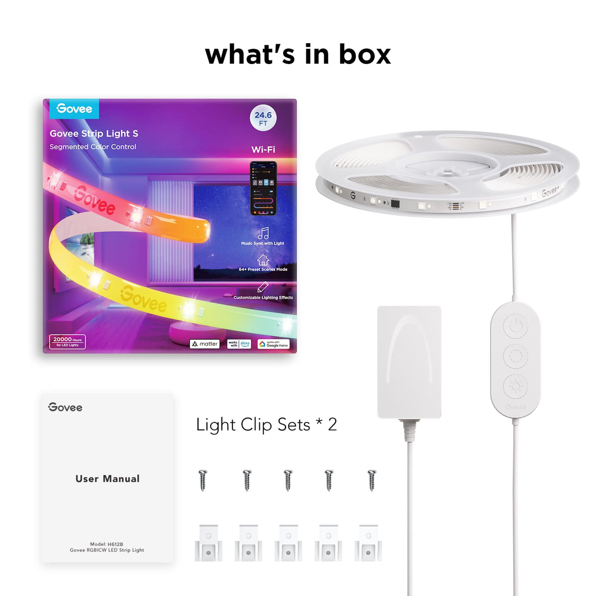 Govee - 49.2ft Wi-Fi RGBICW LED Strip Light - Multi