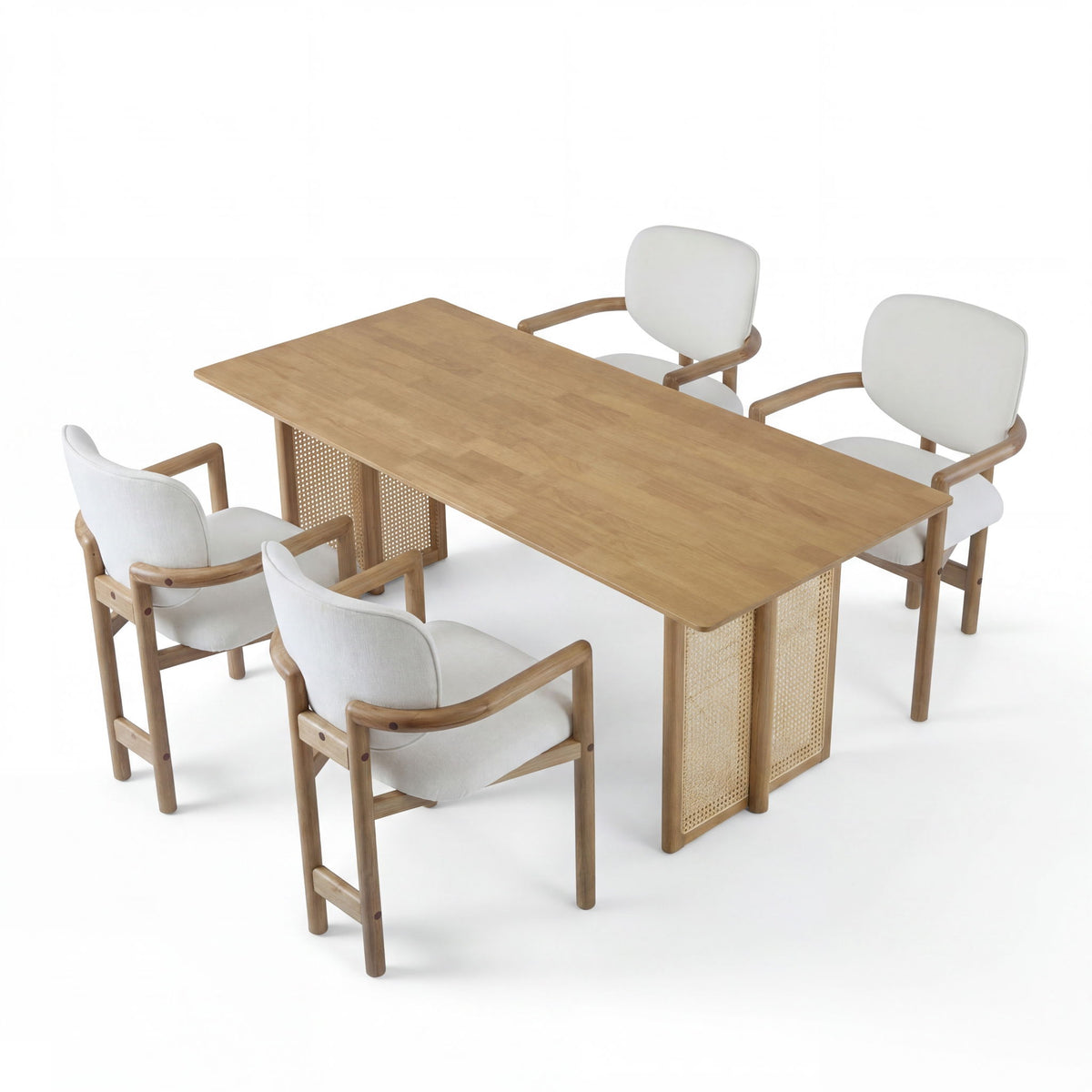 Juego de comedor para interiores de 5 piezas, mesa y 4 sillas