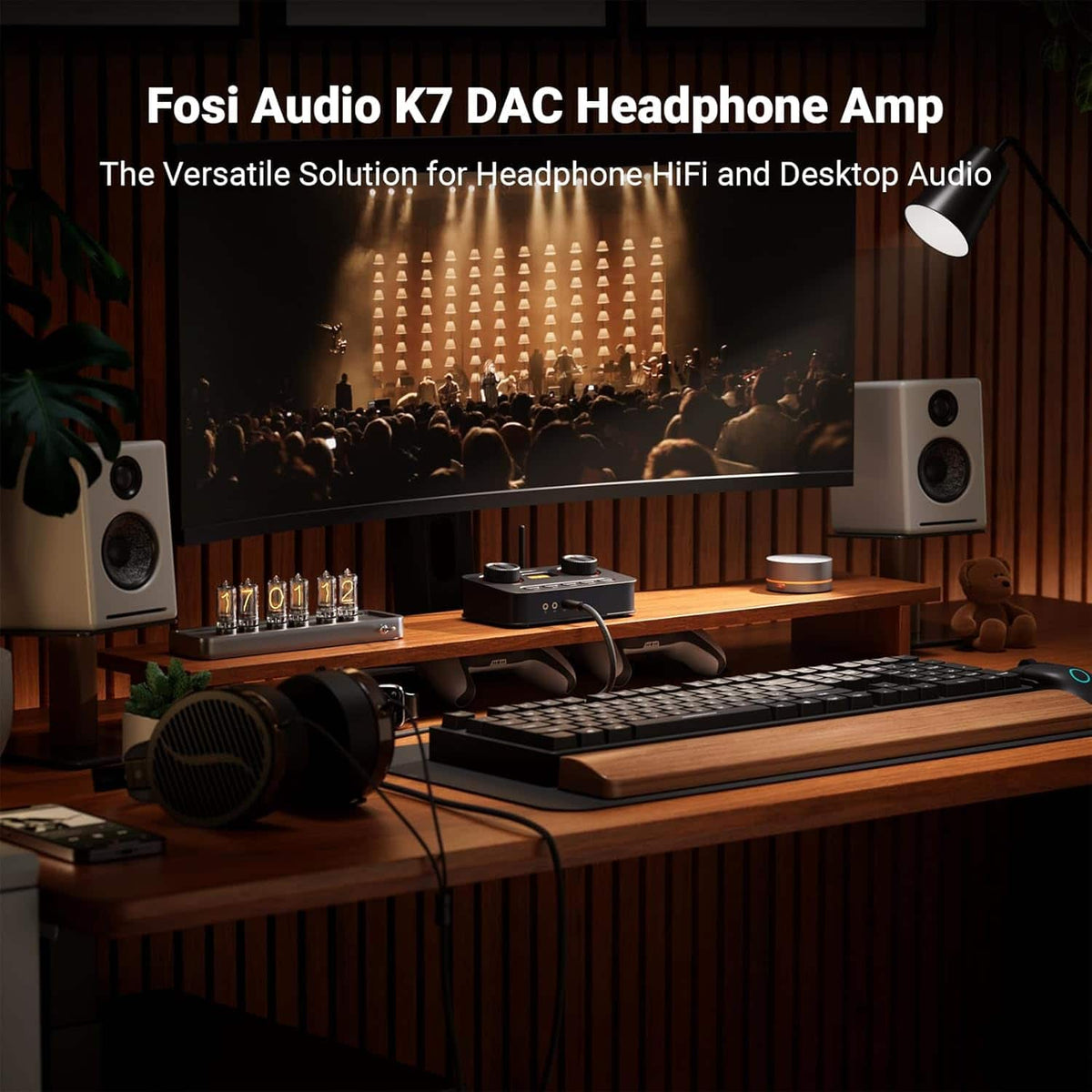 Fosi Audio - K7 DAC Headphone Amp for Gaming - Black
