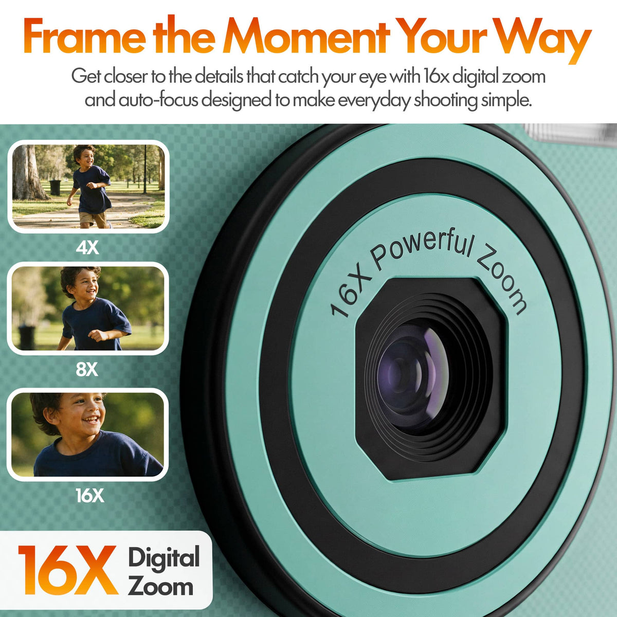Contixo - C3 4K Ultrathin 48MP 4K 16X Digital Zoom Digital Camera - Green