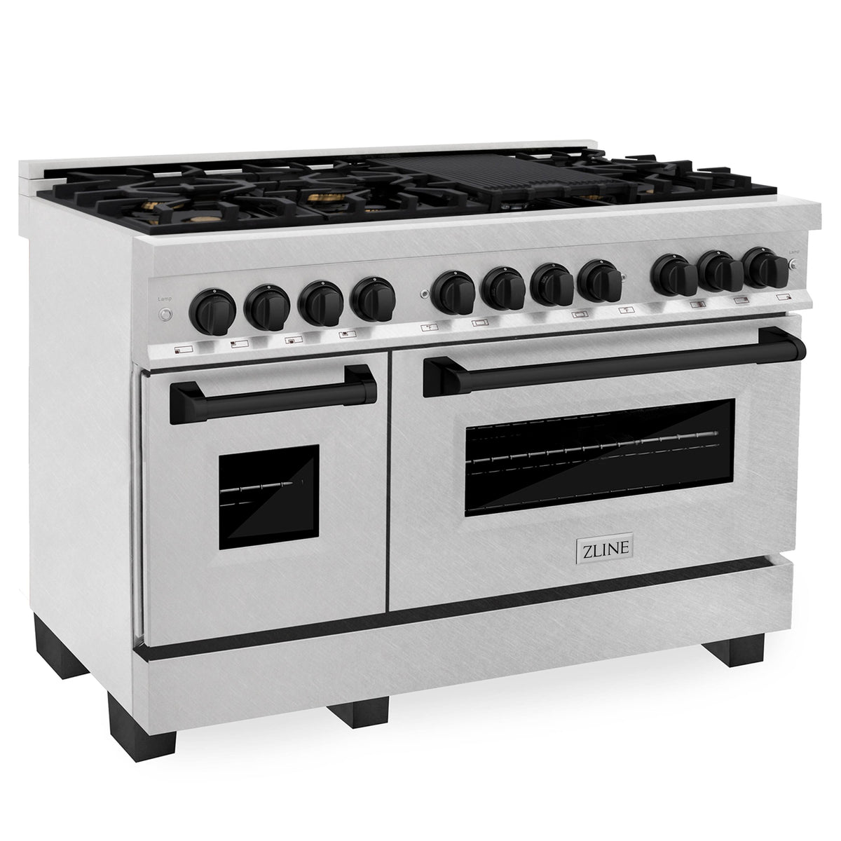 48 in. Wide 8 Burner ZLINE Autograph Legacy Dual Fuel Range in Satin Steel & Black Accents (RASZ-SN-48-MB) - Satin Stainless Steel