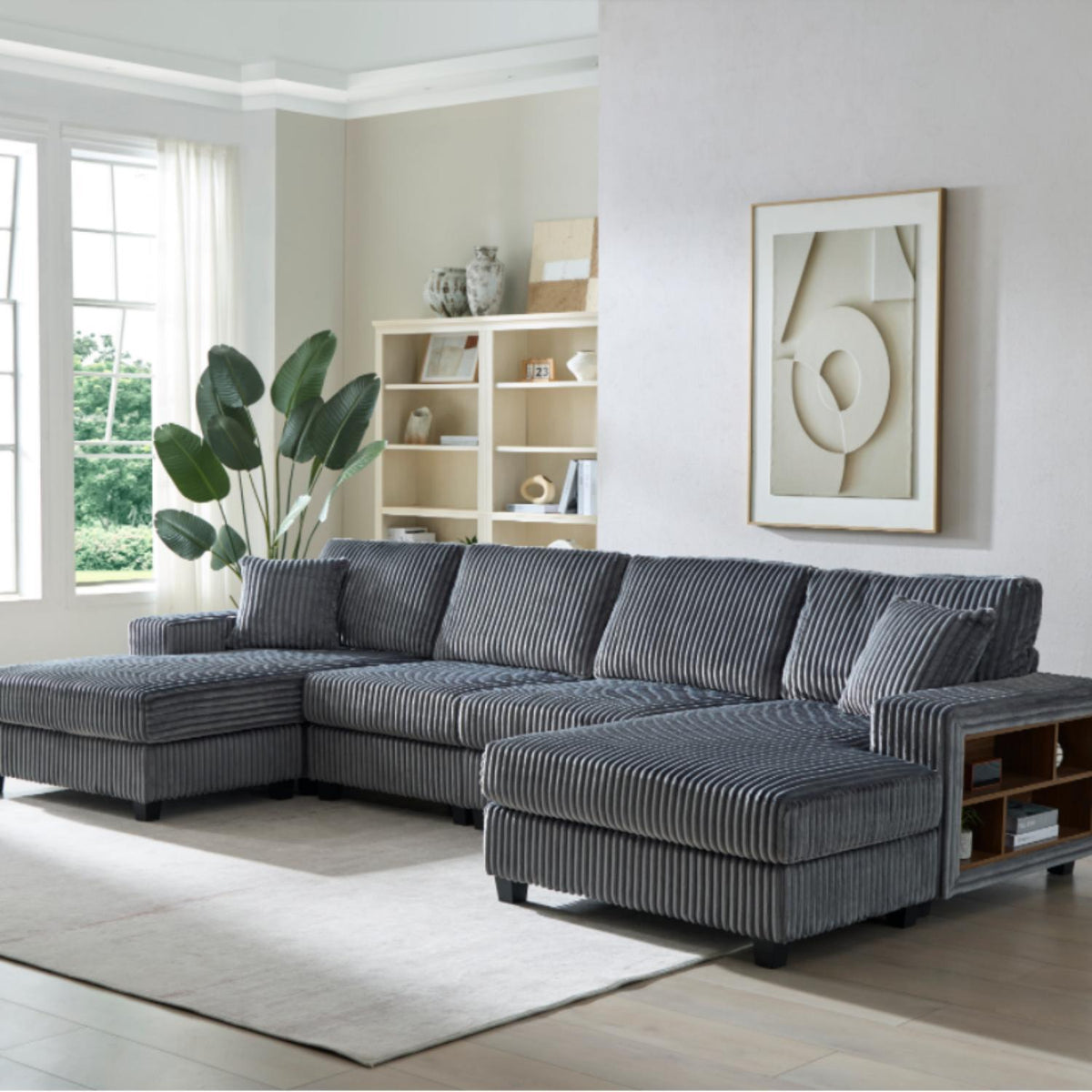 Sofá convertible en forma de U, chaise longue grande de 4 plazas para salón