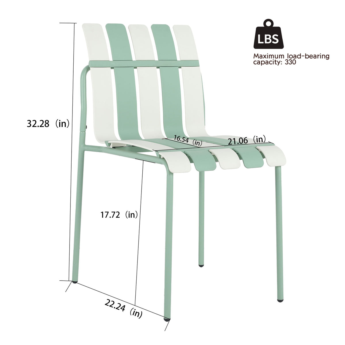 Juego de 4 sillas individuales con diseño de bloques de color y mesa cuadrada plegable - Verde neblina / Caqui / Blanco