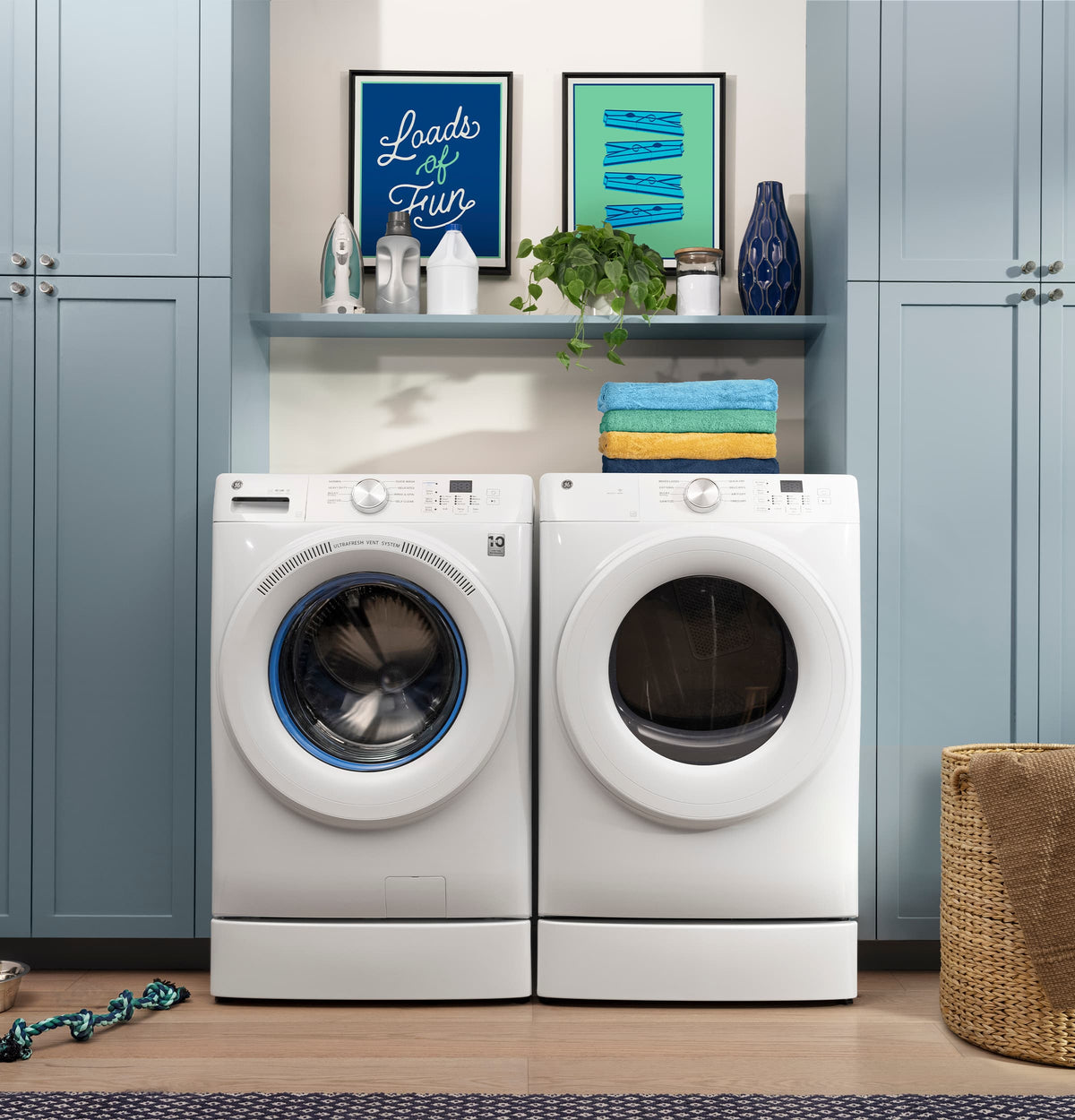 GE - 4.6 Cu. Ft. High-Efficiency Stackable Smart Front Load Washer with Microban Antimicrobial Technology - White