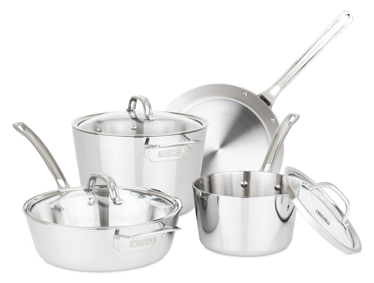 Viking - Contemporary 3 Ply 7-Piece Cookware Set- Mirror - Stainless Steel