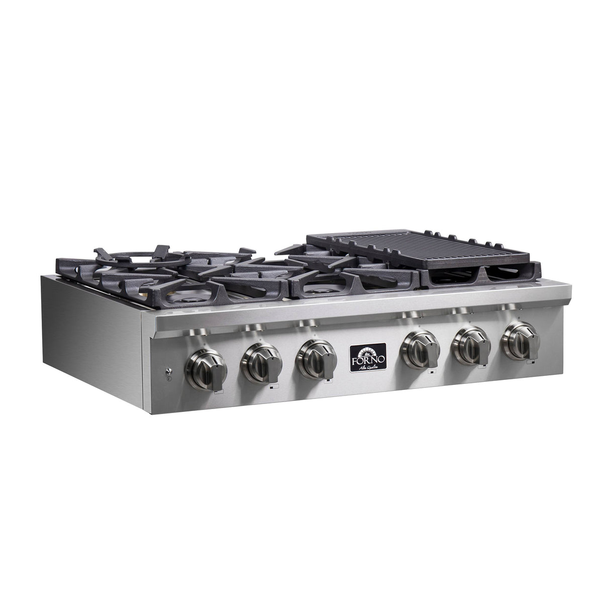 Forno Appliances - 36 in. Wide 6 Burner FORNO ALTA QUALITA PRO-STYLE GAS RANGETOP - Silver