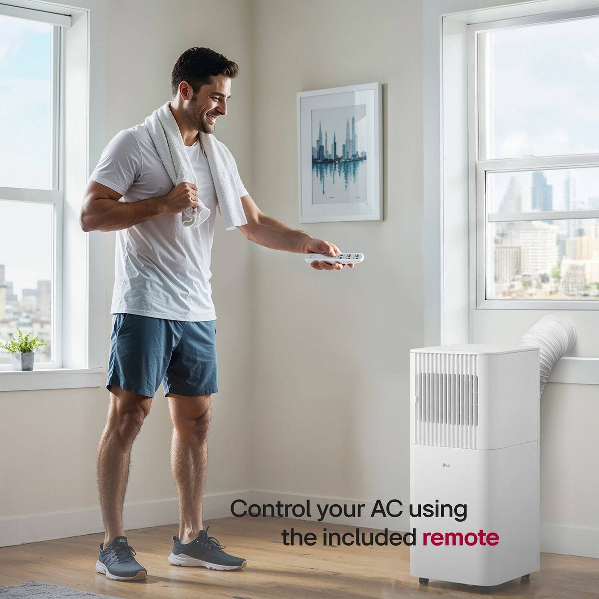 LG - 6,000 BTU DOE (8,000 BTU ASHRAE) 250 Sq. Ft. Portable Air Conditioner with Remote - White