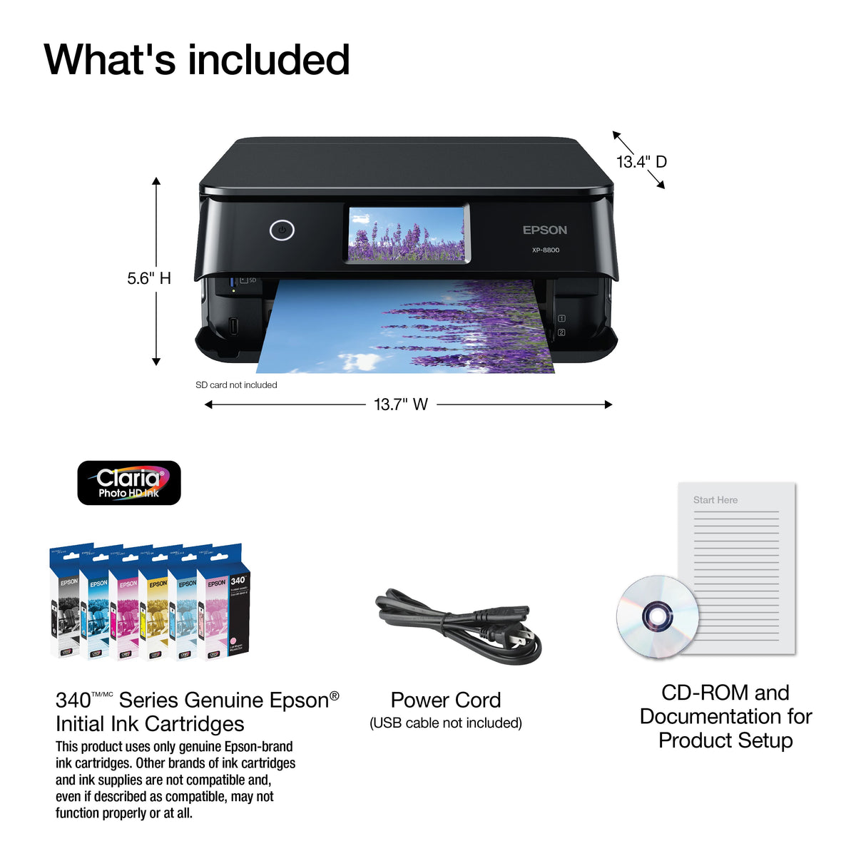 Epson - Expression Photo XP-8800 Wireless Color All-in-One Inkjet Printer - Black
