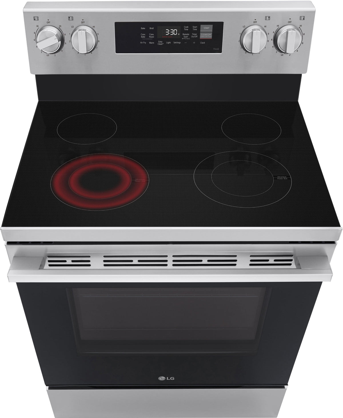 LG - 30-in Wide 6.3 Cu. Ft. Freestanding Electric Convection Smart Range with 4 Elements, Air Fry and WideView Window - Stainless Steel