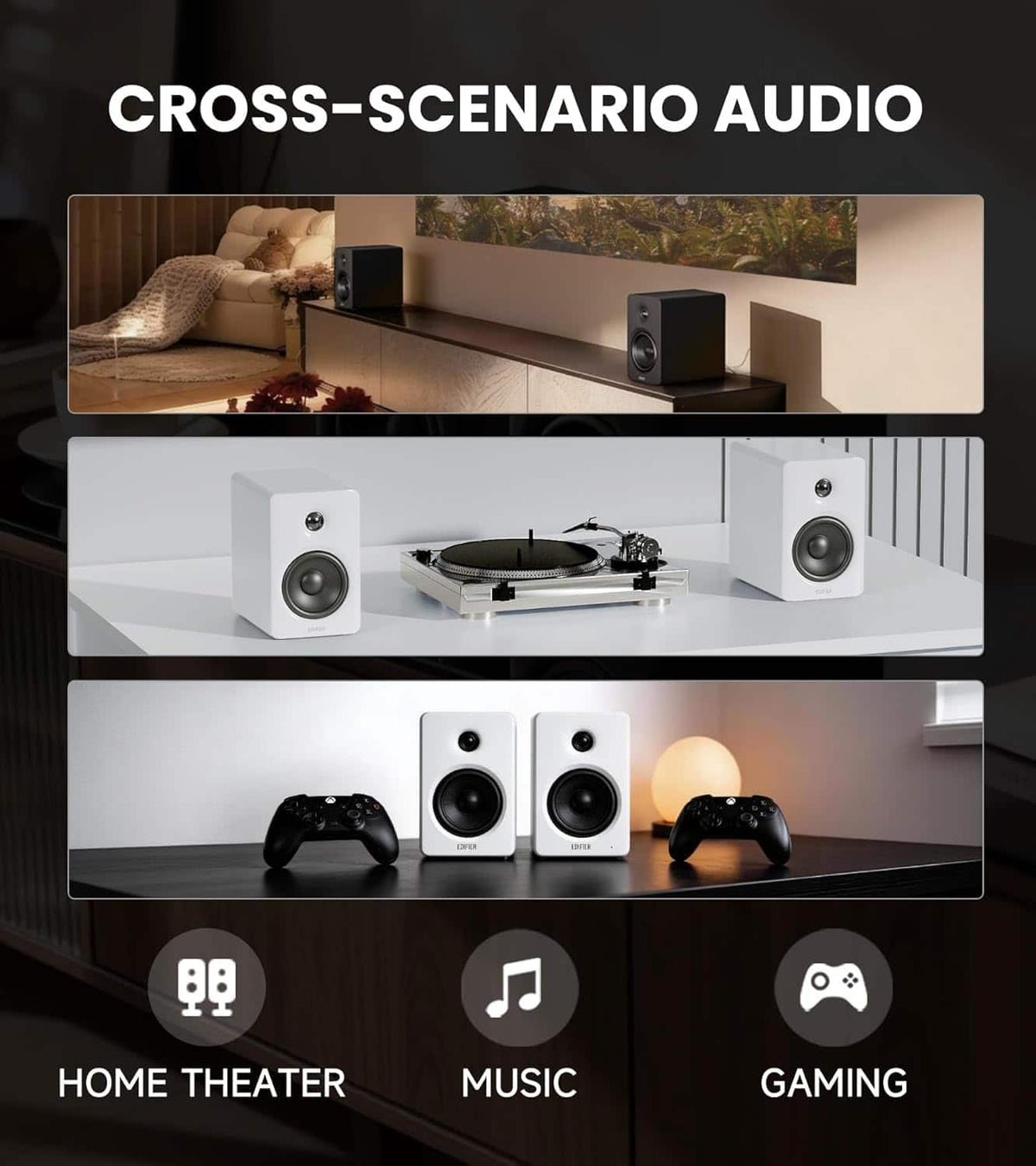 Edifier - M90 Powered Speakers, 100W RMS, Hi-Res Audio, LDAC, Bluetooth 6.0, HDMI eARC/Optical/USB-C/AUX Input, SUB Out (Pair) - Black