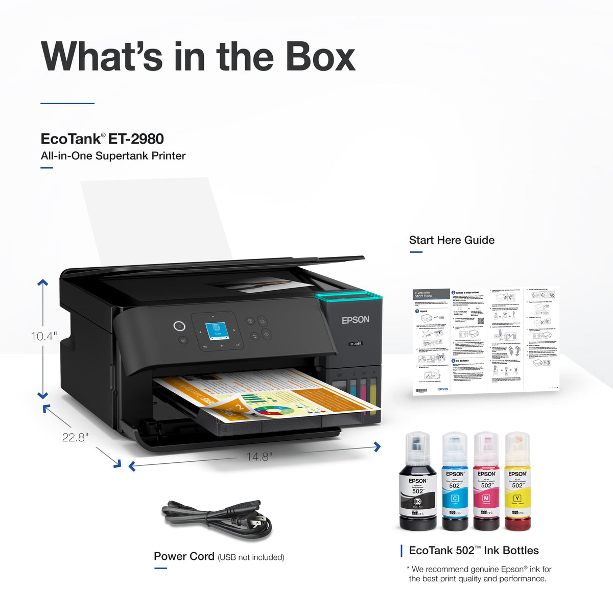 Epson - EcoTank ET-2980 Wireless All-in-One Color Supertank Inkjet Printer - Black
