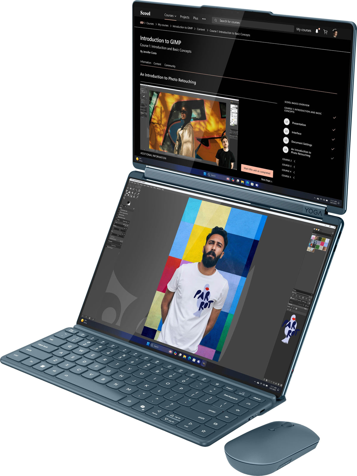 Lenovo - Yoga Book 9i 2-in-1 14" 2.8K Dual Screen OLED Touchscreen Laptop - Intel Core Ultra 7 255H 2025 - 16GB RAM - 1TB SSD - Tidal Teal