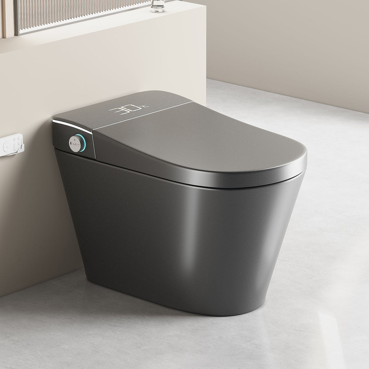 Inodoro inteligente con bidé con asiento de apertura/cierre automático, lavado con agua tibia, asiento con calefacción y control remoto inalámbrico