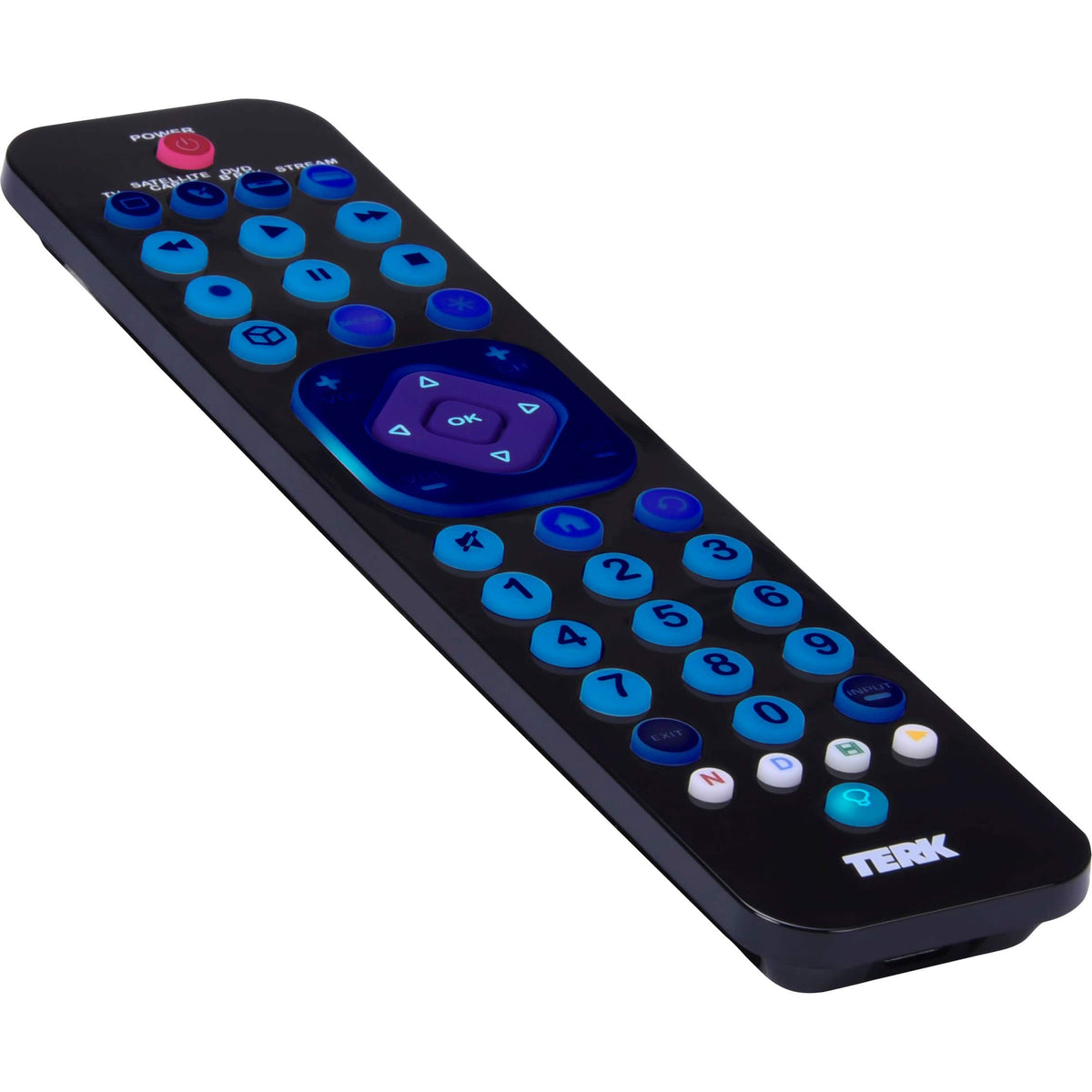 TERK - Rechargeable 4-Device Backlit Universal Remote - Black