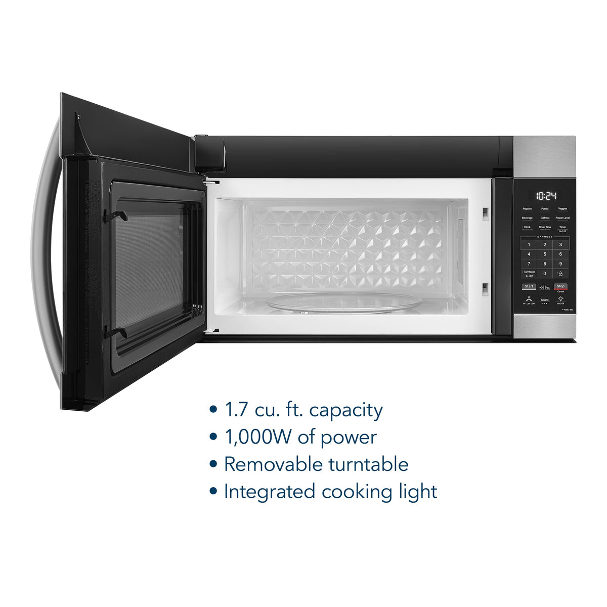 Insignia™ - 1.7 Cu. Ft. Over-the-Range Microwave with 1,000W Cooking Power - Stainless Steel