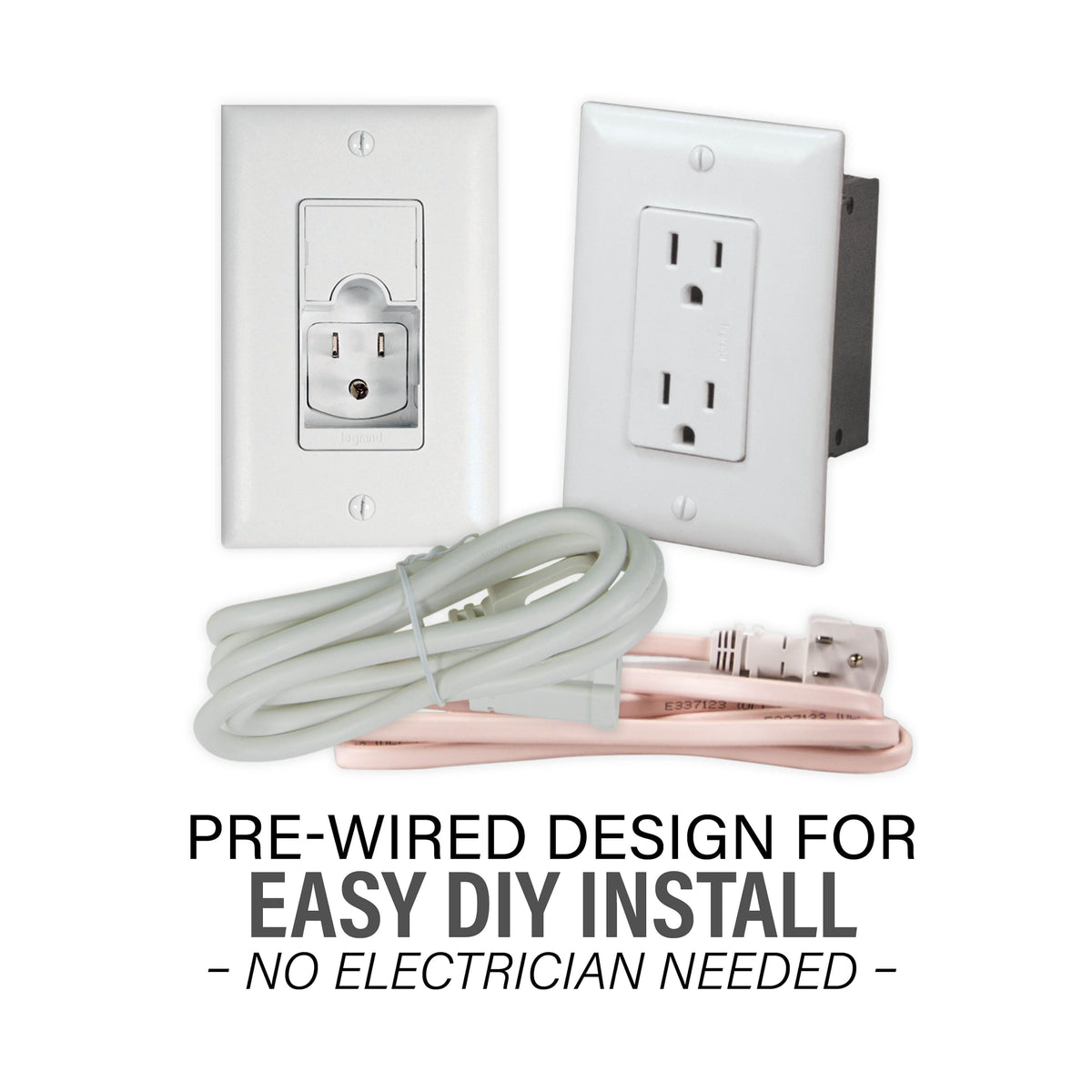 Sanus - In-Wall Power Kit for TV Media In-Wall Box - White