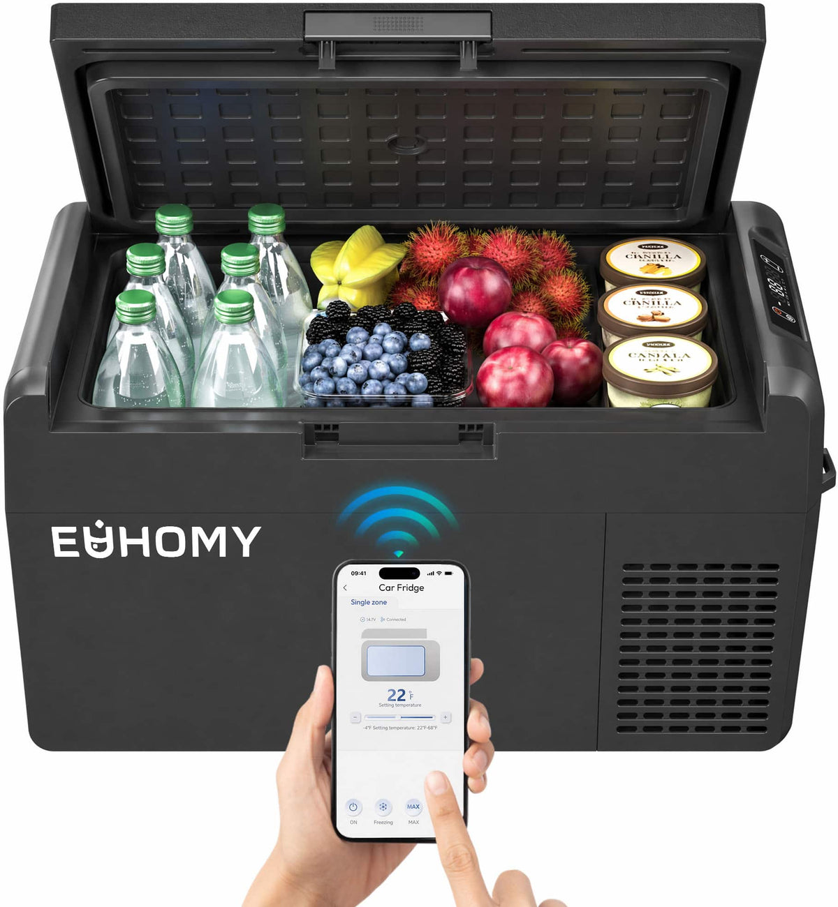 Euhomy - 21 QT Portable Car Refrigerator - Black