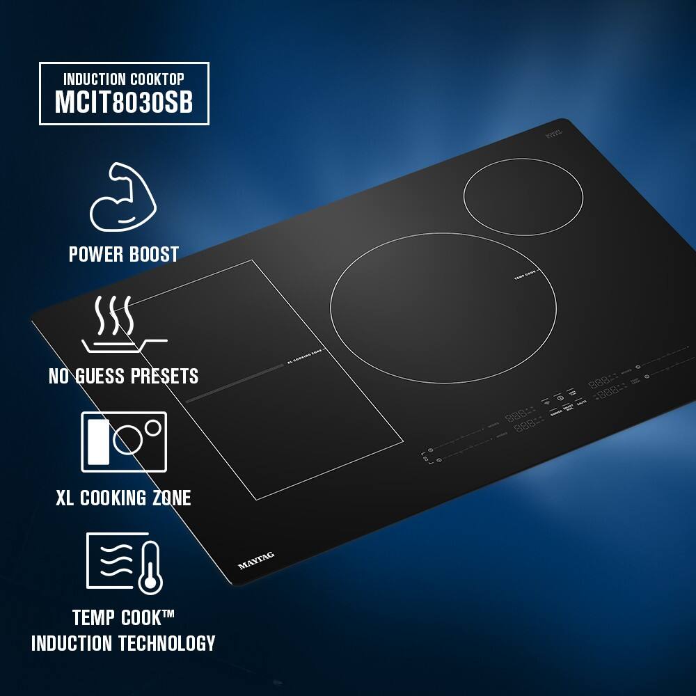 Maytag - 30 in. Wide 4 element Electric Induction Cooktop with Power Boost - Black