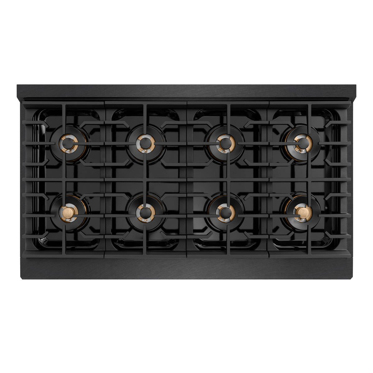 ZLINE - 48 in. Wide 8 Burner Autograph 6.7 cu. ft. Double Oven Freestanding DuoPro Gas Range with Bronze Accents - Black Satin Stainless Steel