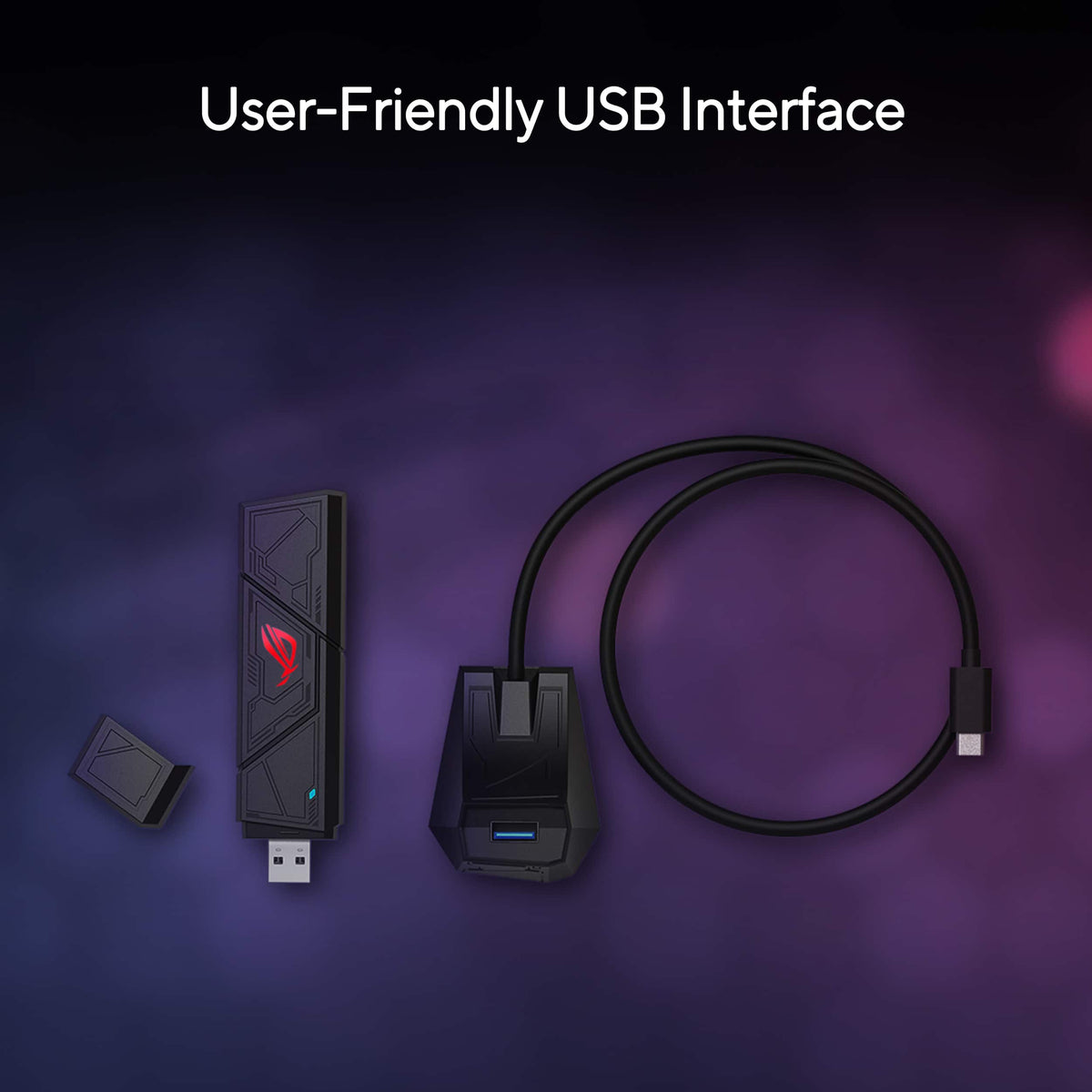 ASUS - ROG USB-BE92 BE6500 Tri-Band Wi-Fi 7 USB Network Adapter - Black
