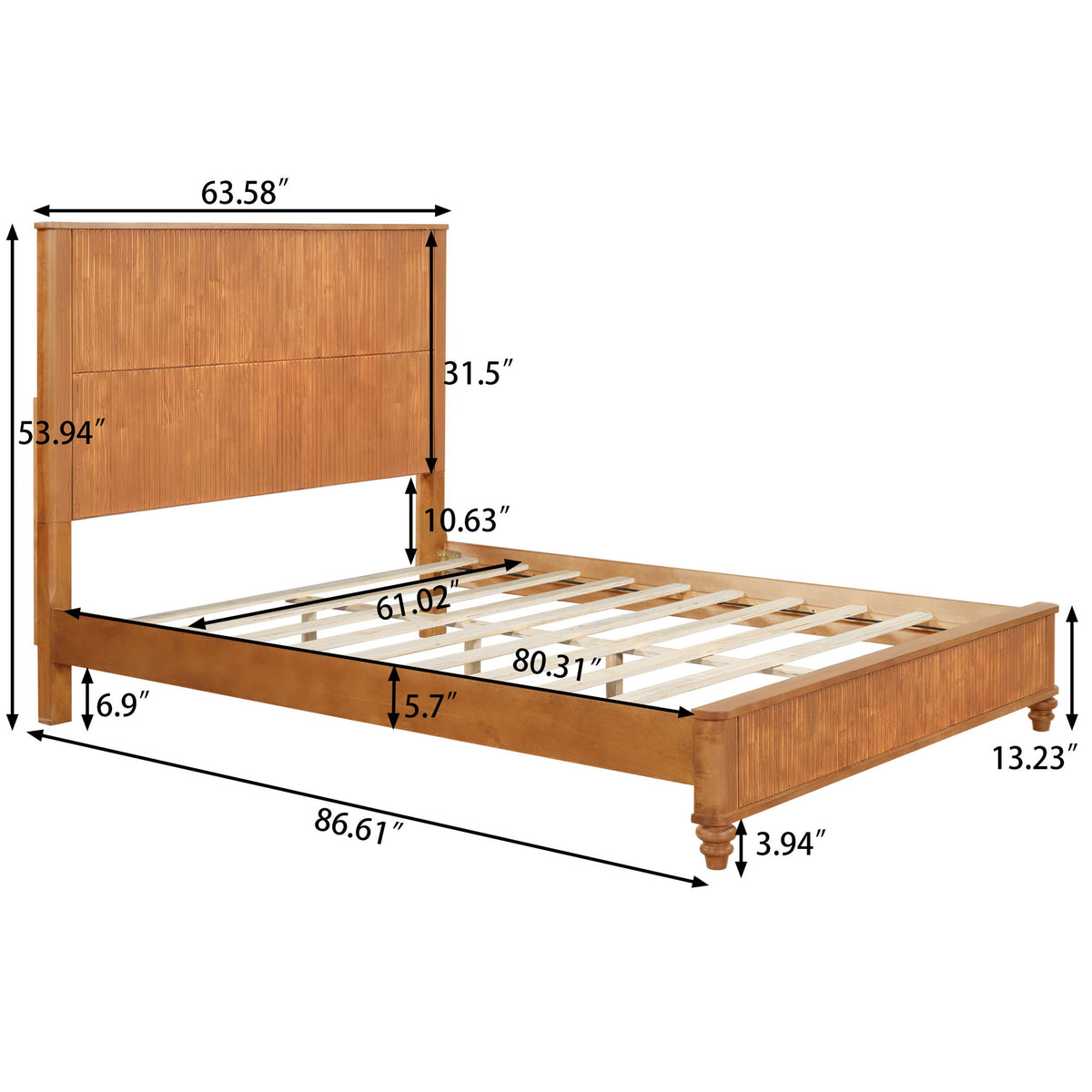 Estructura de cama de plataforma y cabecero alto