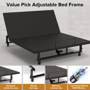 Base de Cama Articulada con Mando Inalámbrico, 4 Puertos USB, Luces Nocturnas Bajo la Cama, Gravedad Cero