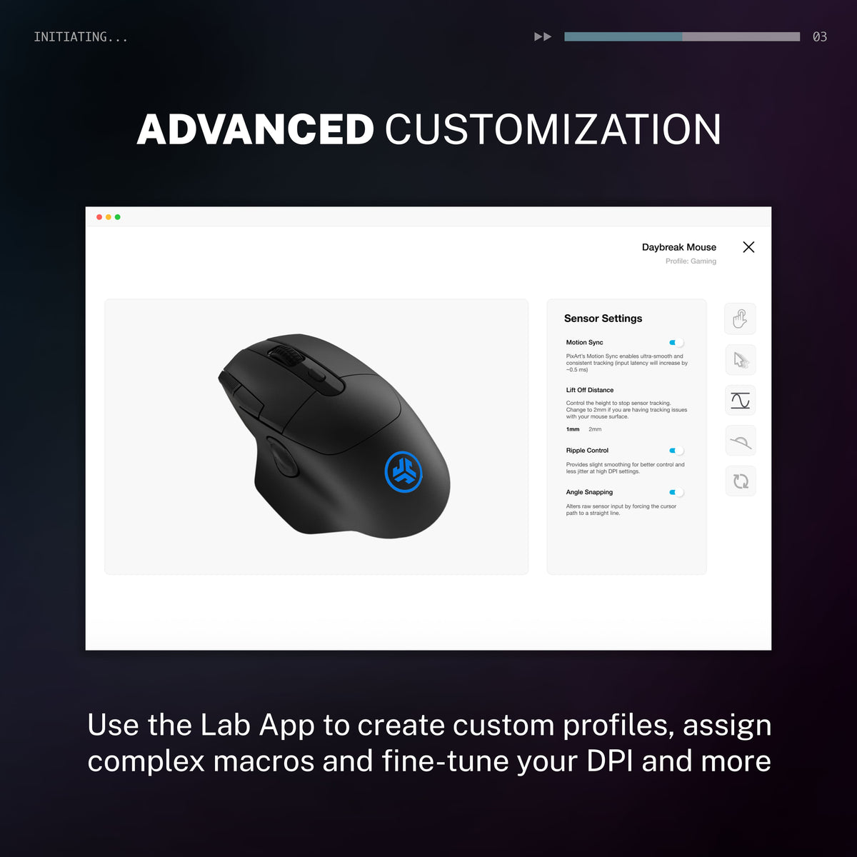 JLab - Daybreak Wireless 1:1 Optical Tracking Sensor Gaming Mouse - Wireless - Black
