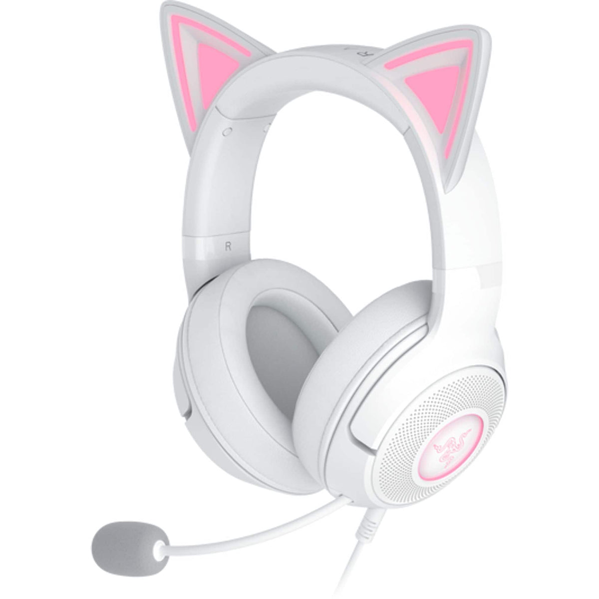 Razer - Kraken Kitty V2 Wired Over-the-Ear Gaming Headset for PC, Mac, Nintendo Switch, Steam Deck, Mobile, and Tablet - White
